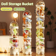 seau vertical transparent moderne rangement jouets peluche ours lapin chien guirlande lumineuse roulettes minimaliste