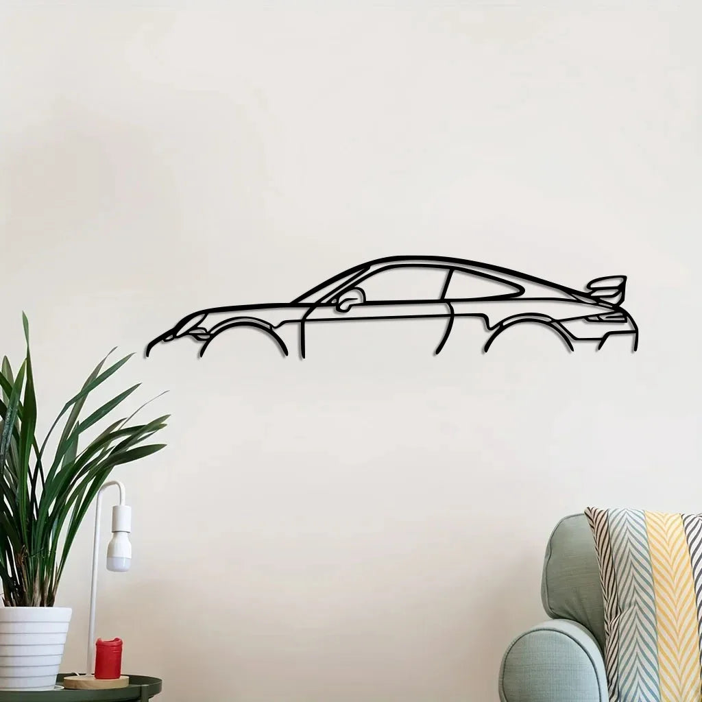 sculpture voiture silhouette noir minimaliste moderne décoration murale élégante intérieur contemporain robuste sobriété