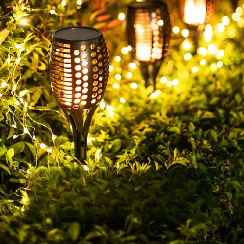lampe solaire décorative moderne motif floral noir tringle sol ip65 led extérieure halloween jardin