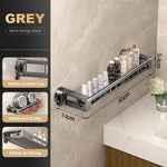 étagère salle bain ventouse aluminium moderne gris lisse minimaliste sans perçage mur suspension organisateur