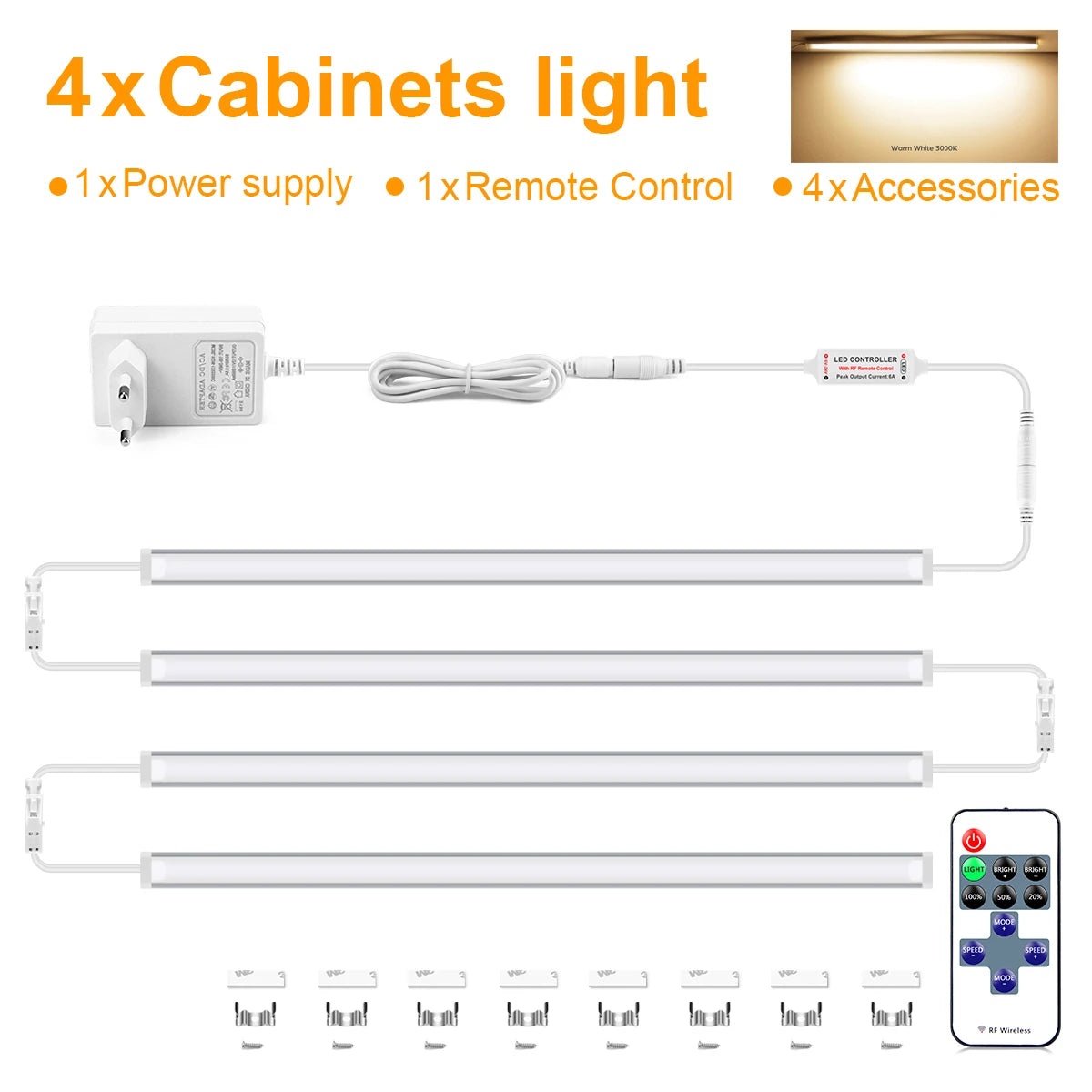 barres lumineuses led blanc modernes 12v 30cm 40cm 50cm télécommande adaptateur secteur
