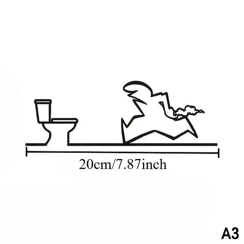 décoration murale minimaliste autocollant silhouette wc douche noir