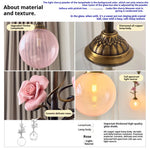 lumière suspendue led rose verre transparent classique floral chambre salon vintage