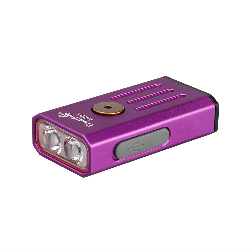 lampe torchon rechargeable uv violet bleu texture metallique anneau fixation moderne compact