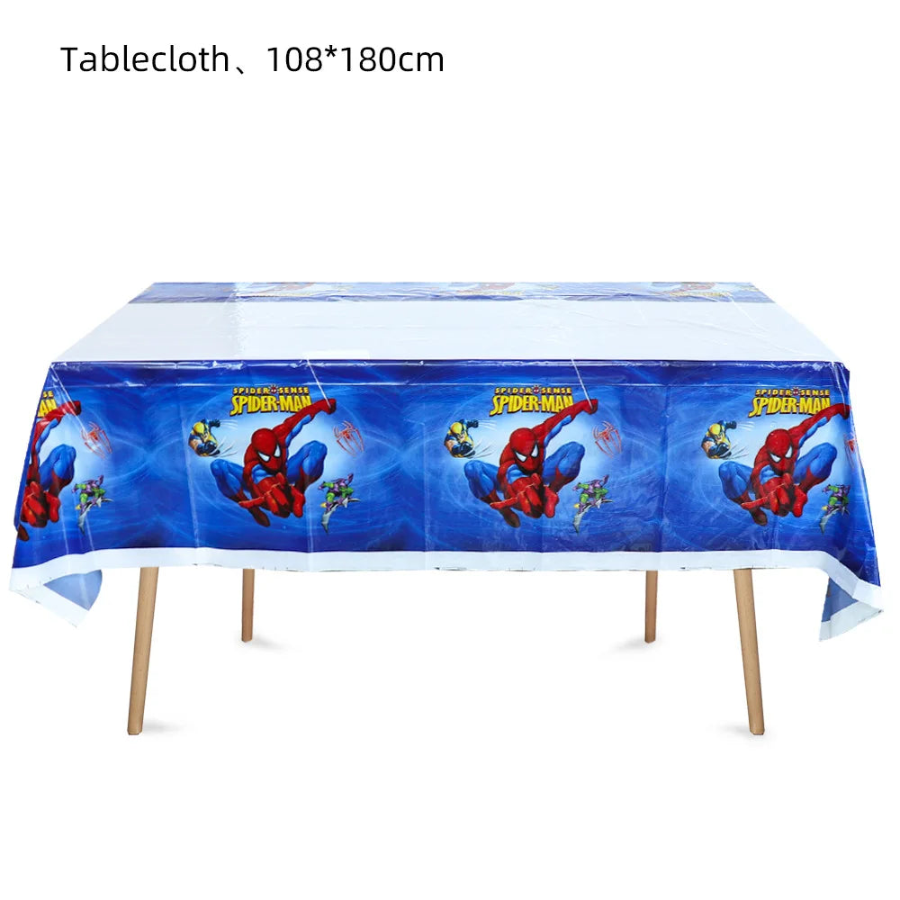 nappe jetable spiderman rouge bleu anniversaire fête thème super héros decoration enfants happy birthday