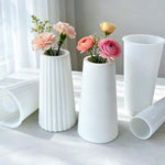 moule silicone vase artisanal décoration intérieure fleurs séchées plâtre motifs circulaires modernes minimalistes