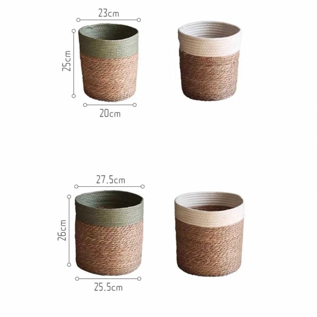 panier tissé main fibre naturelle vert clair beige rustique réutilisable respectueux environnement pliable rangement