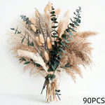 bouquet fleurs séchées beige vert boho rustique décoration intérieure anniversaire mariage pendaison crémaillère