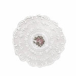 nappe table décorative brodée dentelle fleur rose motif circulaire vintage shabby chic semi transparent