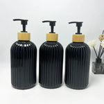 distributeur savon liquide noir transparent rayures moderne élégant 500ml Pompe bouchon bois