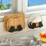 couvercle pot rangement mural porte plats adhésif transparent blanc noir minimaliste