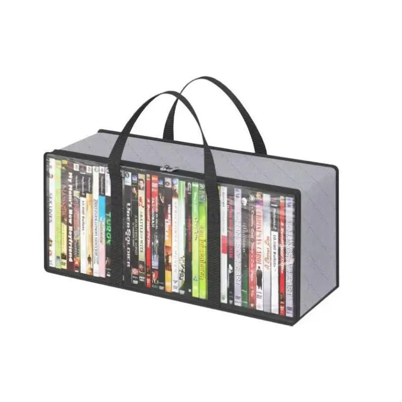 sac rangement dvd cd noir transparent pratique réutilisable écologique multifonctionnalités poignées zippable