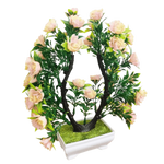 plantes artificielles bonsaï violet rose blanc jaune rouge pot carré mousse verte décoration intérieure