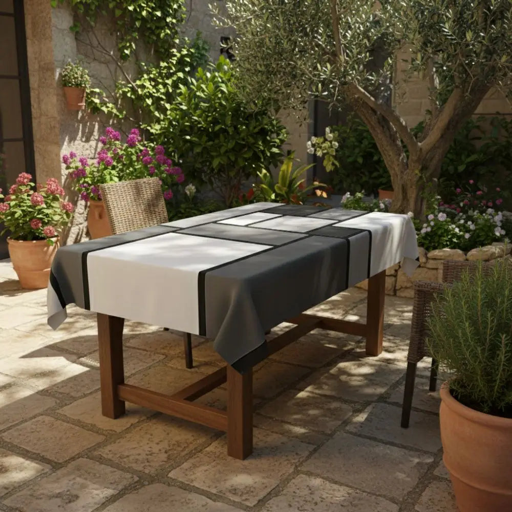 nappe géométrique moderne gris blanche carreaux imperméable lavable machine réutilisable maison