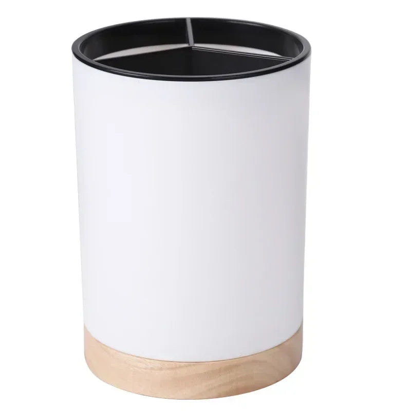 porte ustensiles cuisine blanc noir moderne minimaliste rangement vaisselle spatules cuillères fourchettes bois naturel