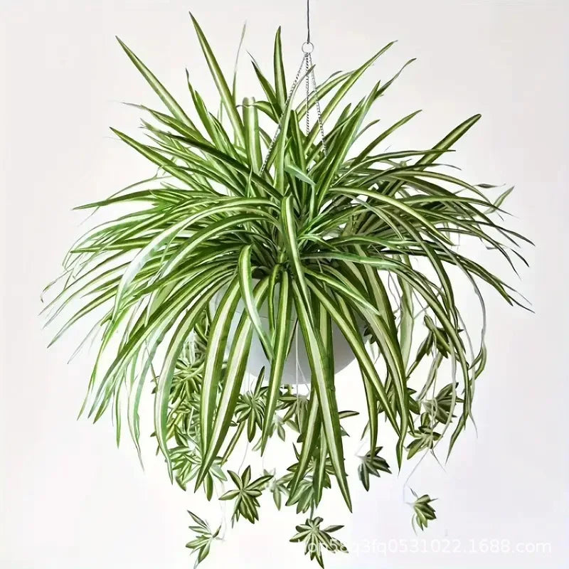 plantes artificielles suspendues vertes feuilles longues décoration intérieure tropicale