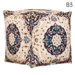 coussin sol orange bleu ethnique motifs floraux traditionnels carreaux coton polyester