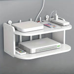 Support mural décodeur TV double étagère blanc sans perçage Ombre Interieur