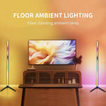 lampe sol led rgb blanc multicolore moderne télécommande minimaliste fixée trépied chambre salon