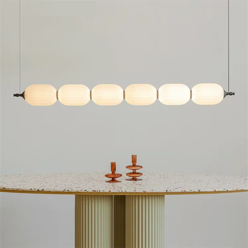 suspension lumineuse moderne blanc rayures horizontales opacité pince câble led
