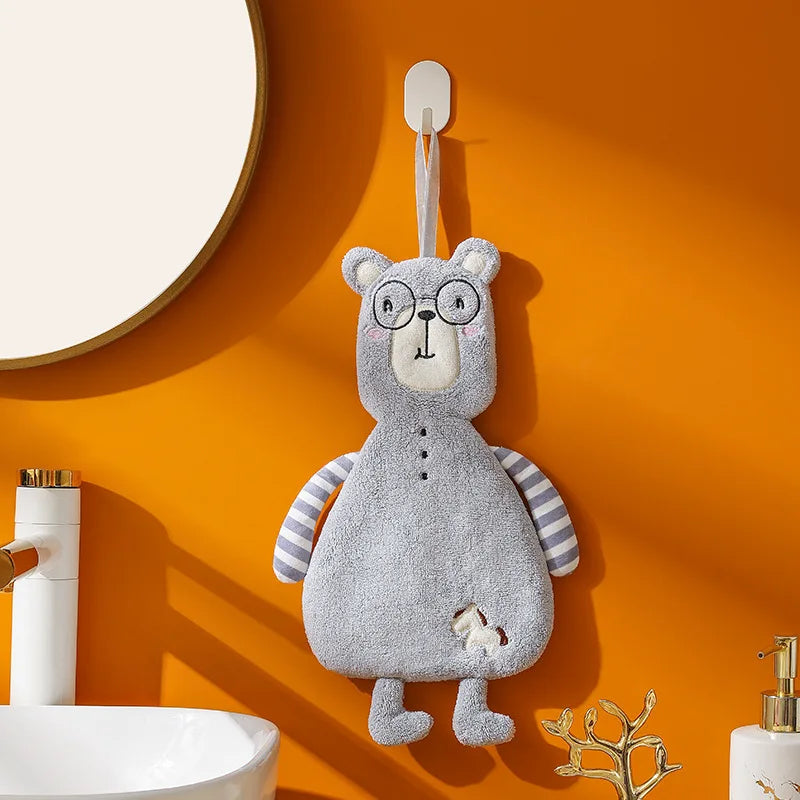 serviettes toilette animaux mignons gris beige rose douces absorbantes enfants déco chambre salon