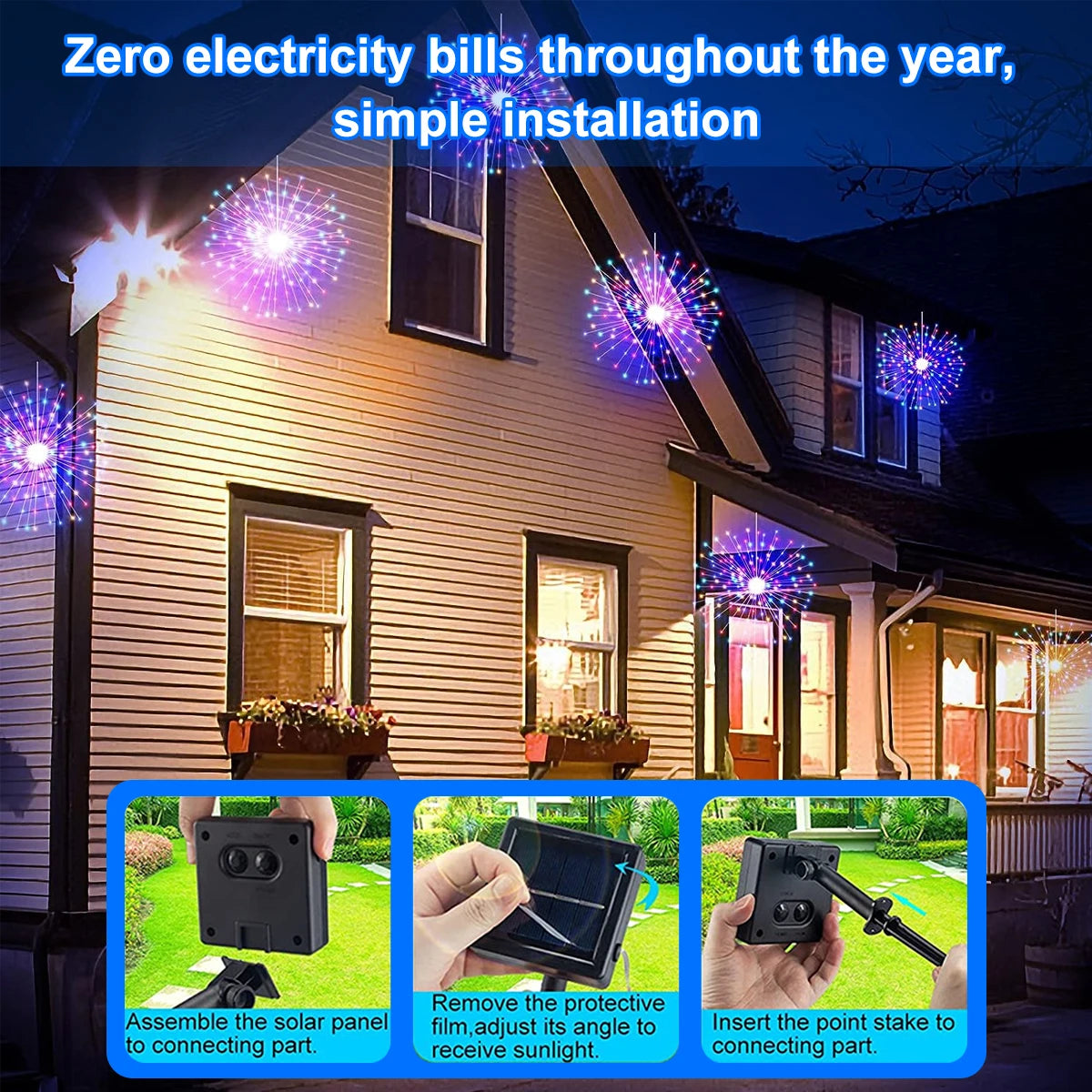 guirlande lumineuse solaire 90 150 200 leds multicolore étoiles moderne extérieur festive noël patio