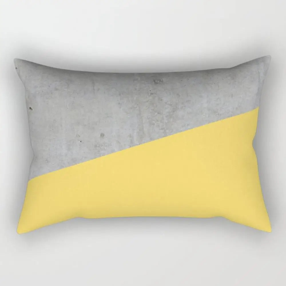 taie d'oreiller rectangulaire jaune clair motif géométrique moderne housse coussin canapé coton 30x50cm