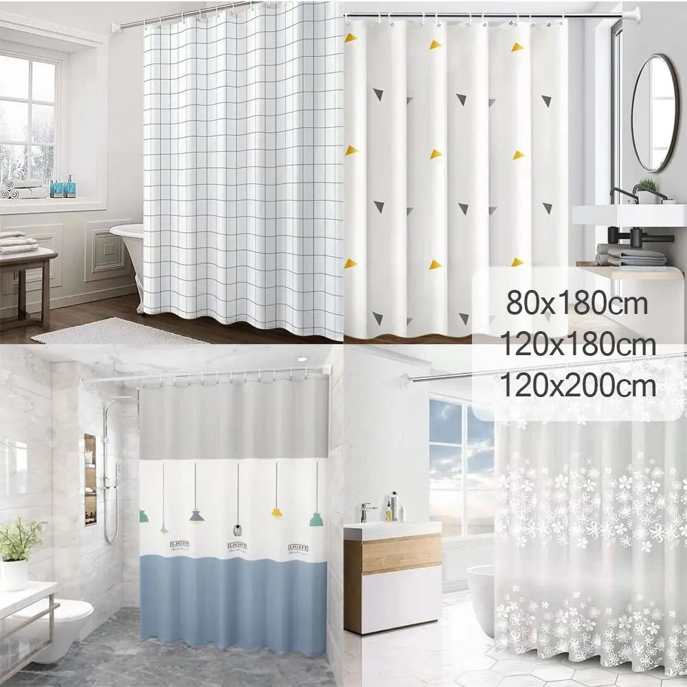 rideau douche moderne opacité carreaux blancs motifs déco blanc gris bleu vert jaune doré