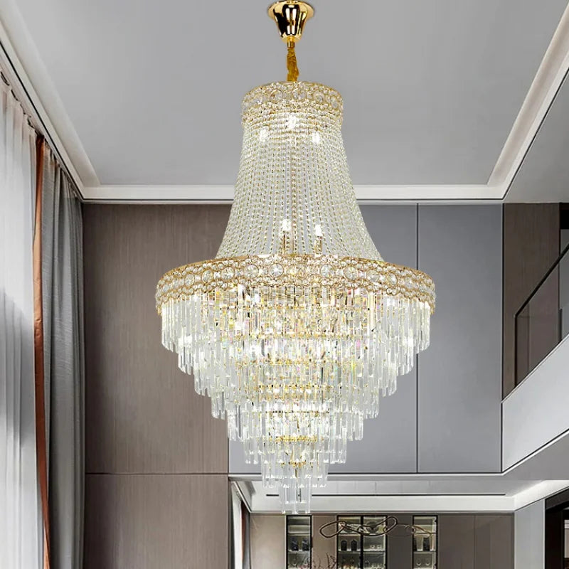 lustre cristal doré classique encastrée ampoules E14 led moderne salon hall