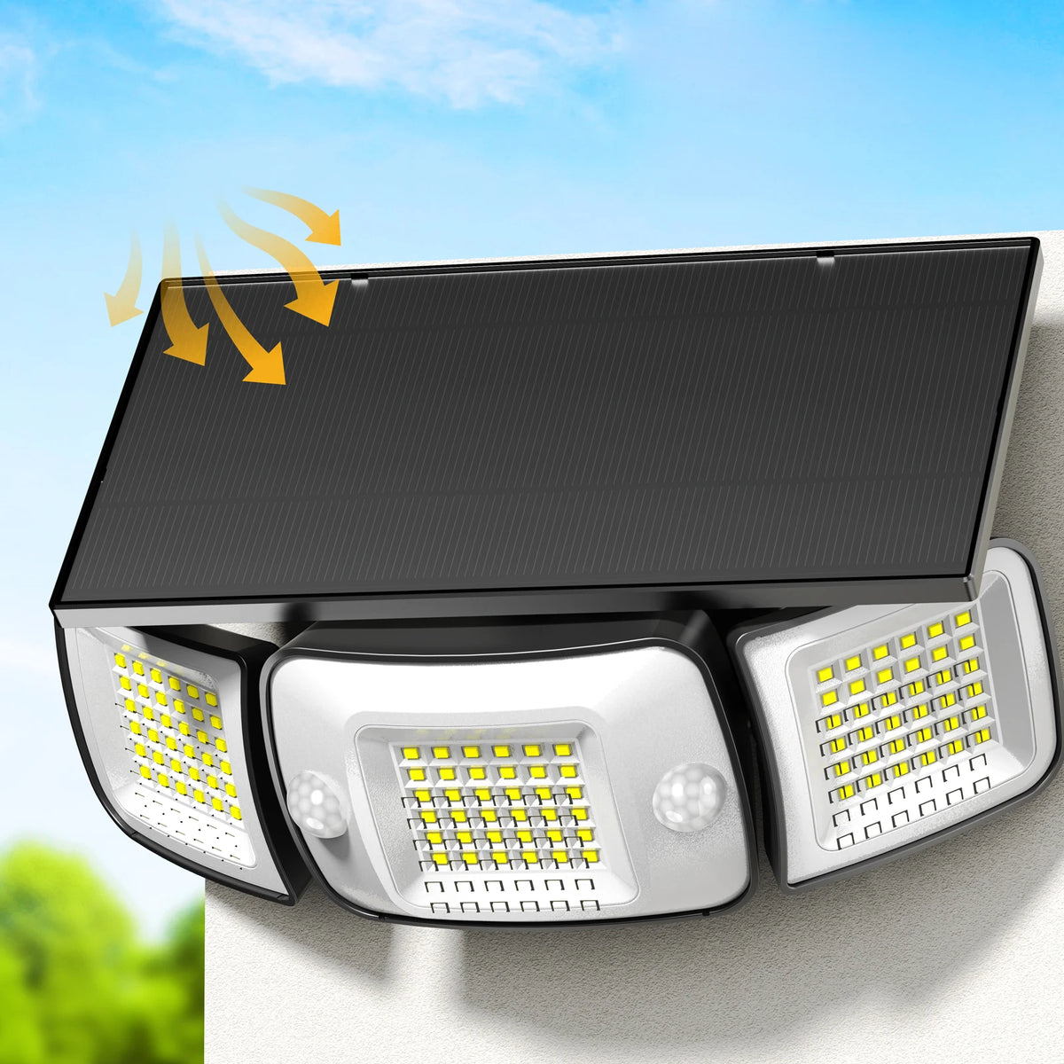 lampe solaire moderne panneau noir cellules solaires capteurs mouvement murale led