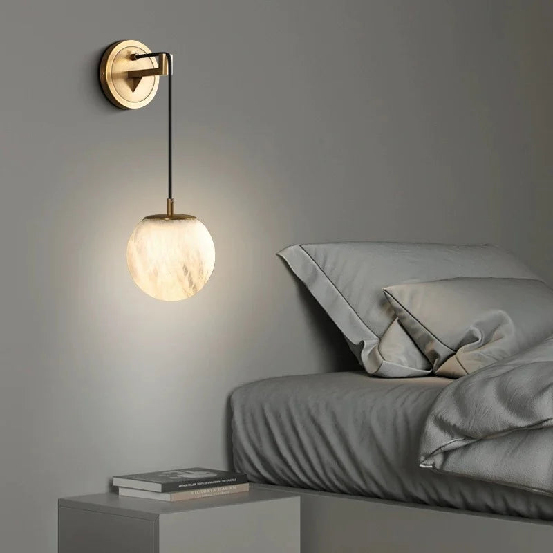 lampe murale moderne or noir marbre led cuisine chambre salon