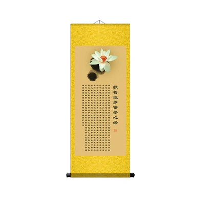 affiche murale calligraphie bouddhiste illustrations religieuses motifs floraux suspendue clips suspension traditionnel