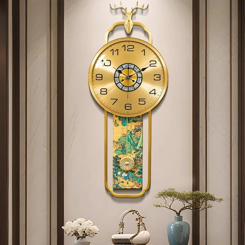 horloge murale moderne ornementale florale asiatique décoration murale salle aiguilles métal