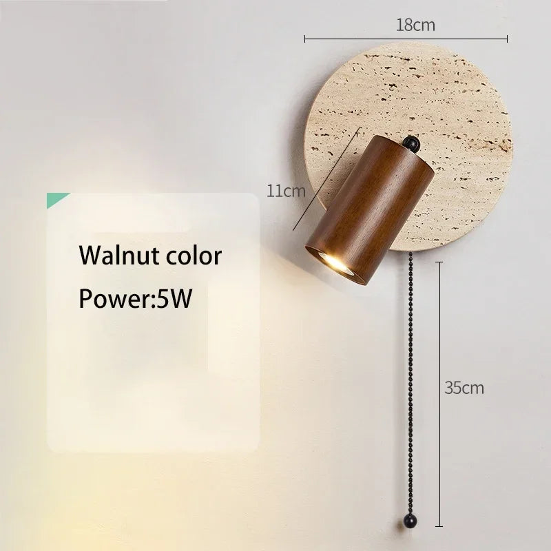 lampe murale moderne led bois beige clair marron foncé fixée mur abatjour opaque