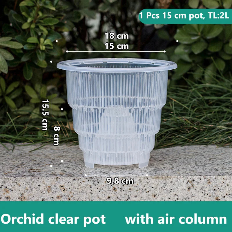 pots orchidées double couche plastique moderne blanc perforations circulations air phalaenopsis anthurium cymbidium dendrobiums