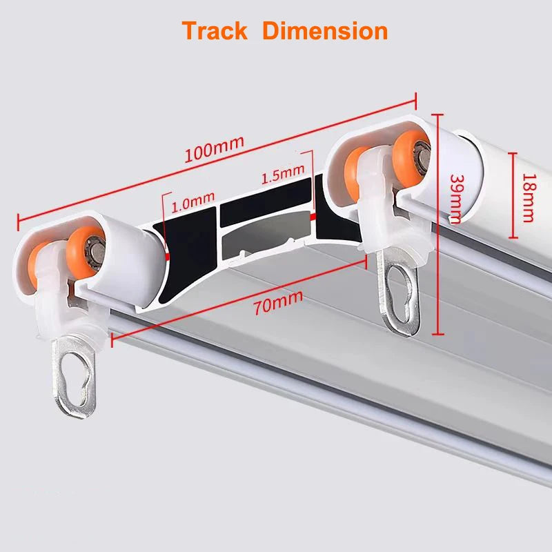 Rail de rideau double installation au plafond avec poulies nano-alliage