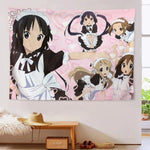 tapisserie murale japonaise anime moderne servantes motifs floraux rose noir blanc polyester grande chambre