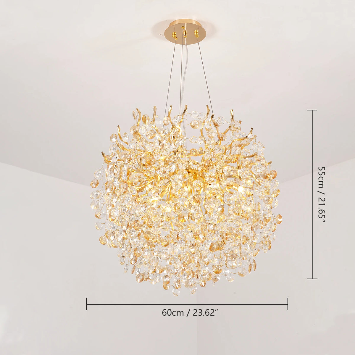 suspension lumineuse moderne or transparent branches ampoules led 120cm moderne élégant