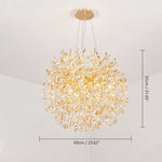 suspension lumineuse moderne or transparent branches ampoules led 120cm moderne élégant
