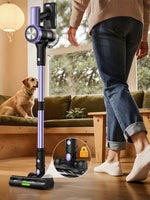aspirateur sans fil violet noir brosse multifonctionnelle batterie lithium led display tapis poils animaux