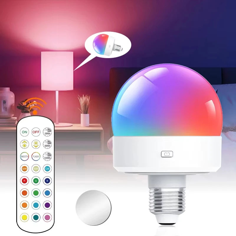 ampoule led rechargeable e27 usb multicolore gradient moderne télécommande adhésif blanc rouge bleu vert
