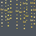 guirlande étoiles lunes lanternes or argent effets scintillants décoration eid mubarak festive intérieur