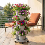 jardinière empilable pot fleurs gris texture mat moderne drainage boue support base
