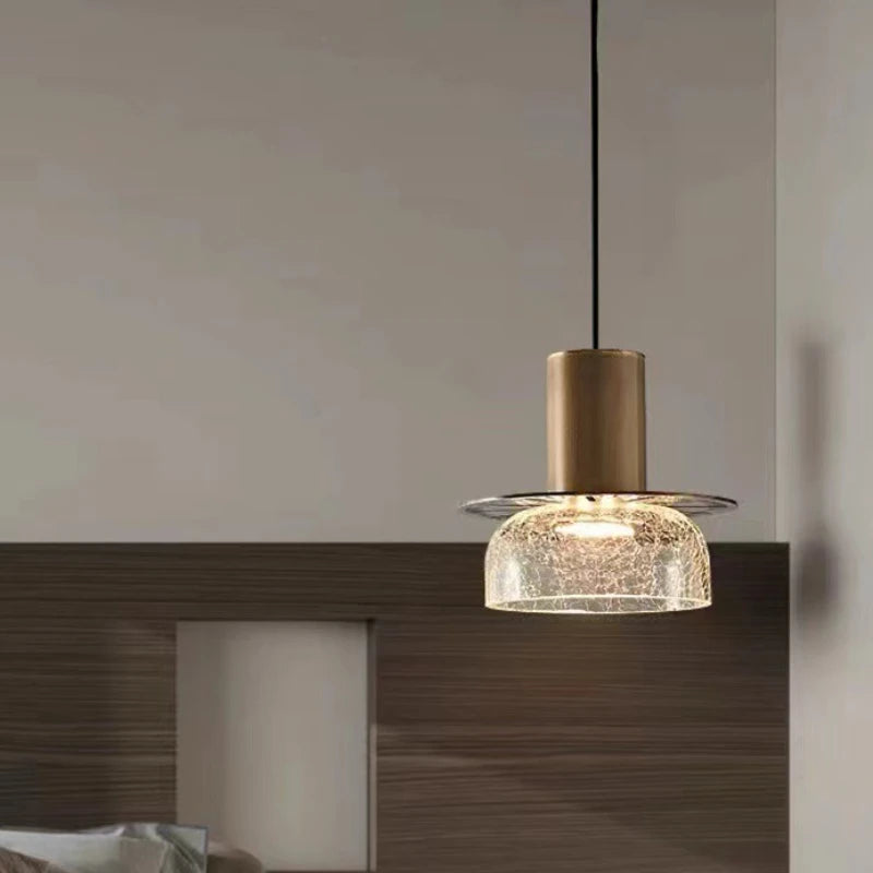 suspension lumineuse moderne verre craquelé transparent doré ampoules led 220v 240v moderne intérieur