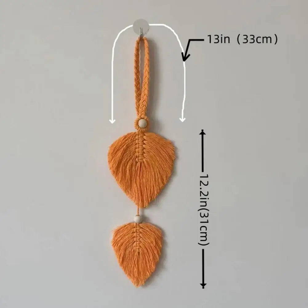 rideau boho feuilles coeur tissage main blanches couleurs variées transparent artisanal