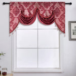 rideau fenêtre floral damassé semi transparent gris beige tissu polyester texturé glands classique 135x75cm