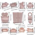 présentoir bijoux velours rose canapé armoire ensemble miniatures classiques pieds métalliques