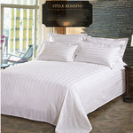 drap lit blanc rayures horizontales 100 coton hypoallergénique durable classique adultes