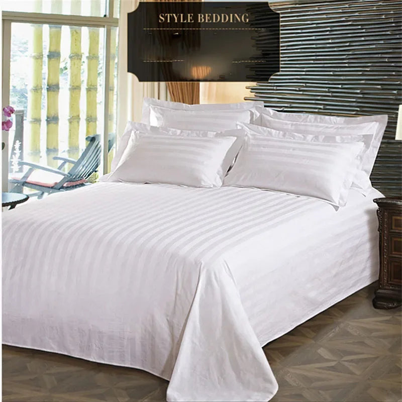 drap lit blanc rayures horizontales 100 coton hypoallergénique durable classique adultes