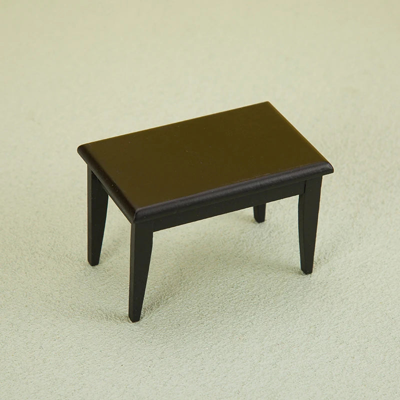miniature table noire chaises rustiques assiettes nourriture marmite animal peluche traditionnelle deco jouet